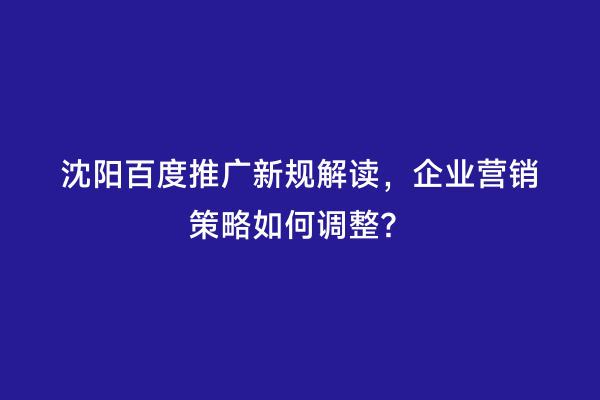 沈阳百度推广新规解读，企业营销策略如何调整？