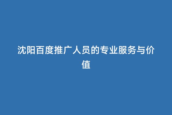 沈阳百度推广人员的专业服务与价值