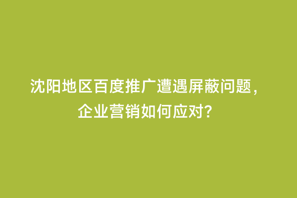沈阳地区百度推广遭遇屏蔽问题，企业营销如何应对？