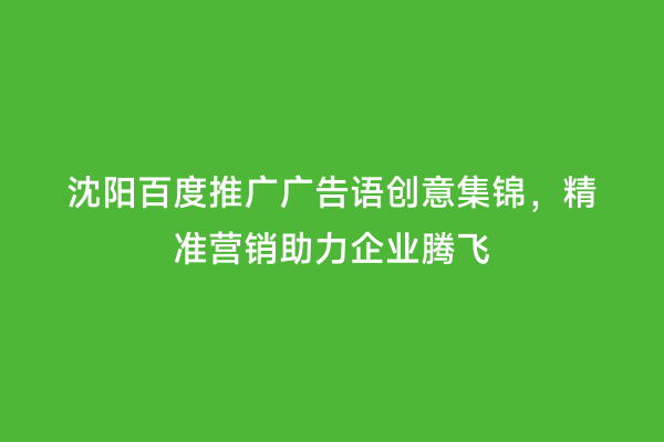 沈阳百度推广广告语创意集锦，精准营销助力企业腾飞