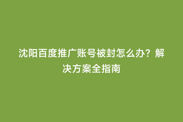 沈阳百度推广账号被封怎么办？解决方案全指南