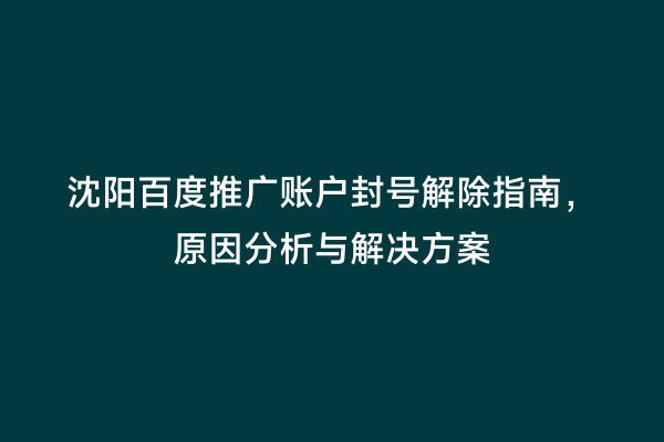 沈阳百度推广账户封号解除指南，原因分析与解决方案
