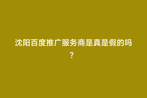 沈阳百度推广服务商是真是假的吗？