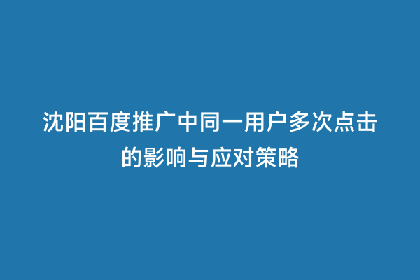 沈阳百度推广中同一用户多次点击的影响与应对策略