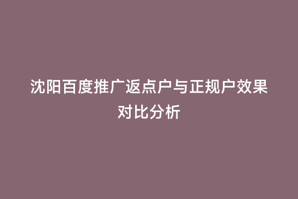 沈阳百度推广返点户与正规户效果对比分析