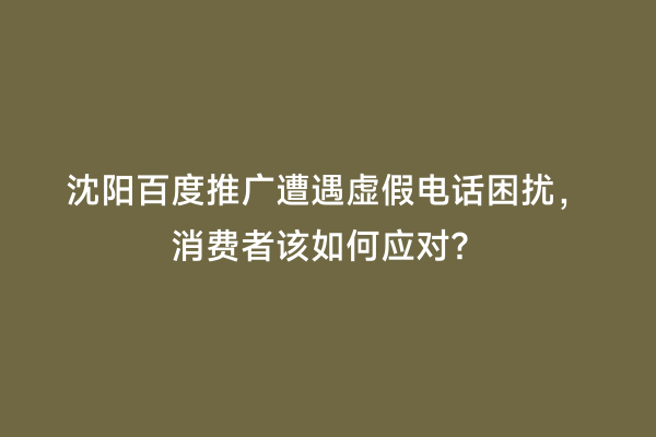 沈阳百度推广遭遇虚假电话困扰，消费者该如何应对？