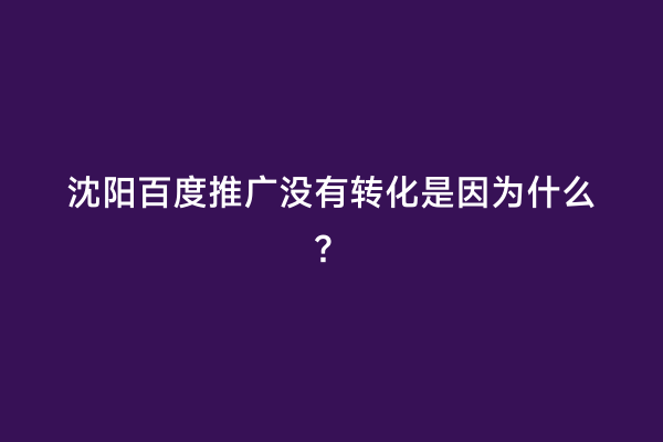 沈阳百度推广没有转化是因为什么？