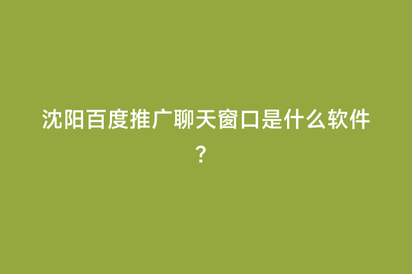沈阳百度推广聊天窗口是什么软件？