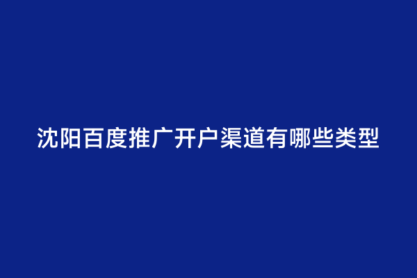 沈阳百度推广开户渠道有哪些类型