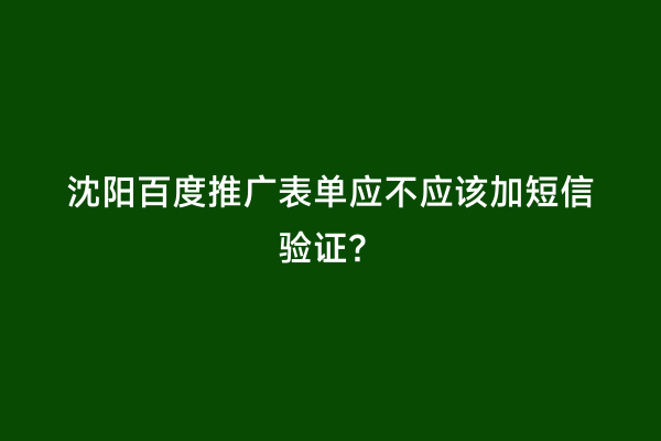 沈阳百度推广表单应不应该加短信验证？
