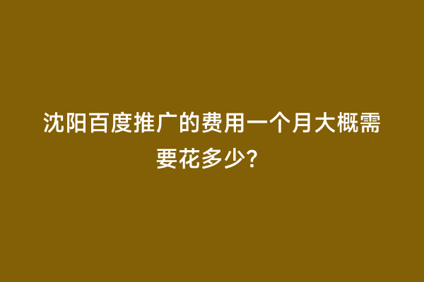 沈阳百度推广的费用一个月大概需要花多少？