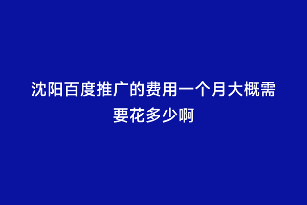 沈阳百度推广的费用一个月大概需要花多少啊