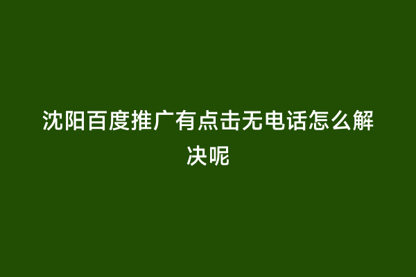 沈阳百度推广有点击无电话怎么解决呢