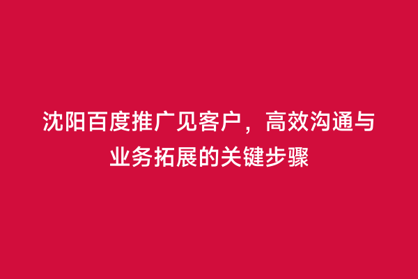 沈阳百度推广见客户，高效沟通与业务拓展的关键步骤
