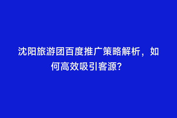 沈阳旅游团百度推广策略解析，如何高效吸引客源？