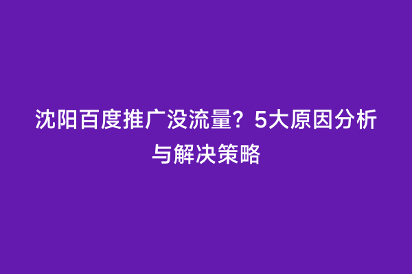 沈阳百度推广没流量？5大原因分析与解决策略
