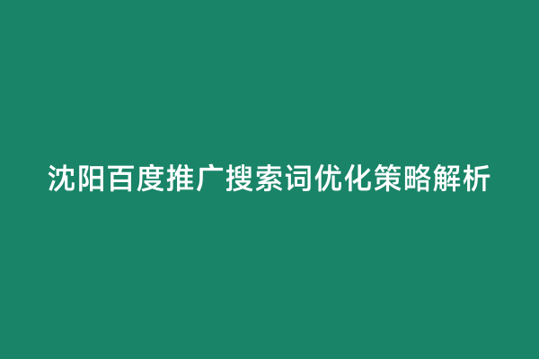 沈阳百度推广搜索词优化策略解析