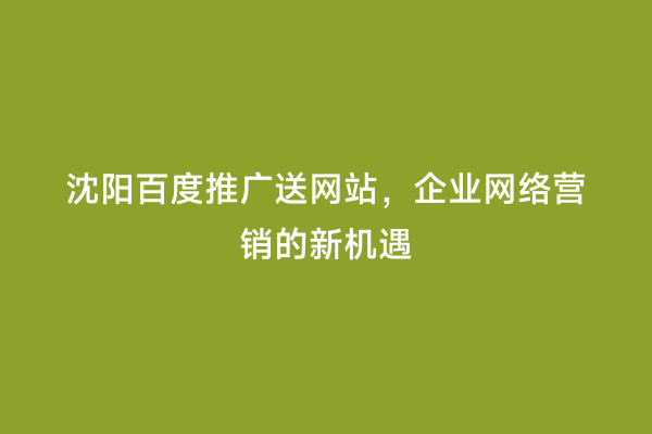 沈阳百度推广送网站，企业网络营销的新机遇