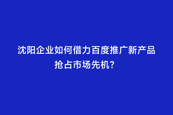沈阳企业如何借力百度推广新产品抢占市场先机？