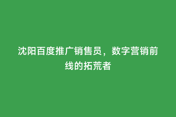 沈阳百度推广销售员，数字营销前线的拓荒者