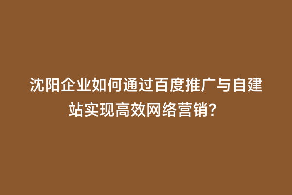 沈阳企业如何通过百度推广与自建站实现高效网络营销？