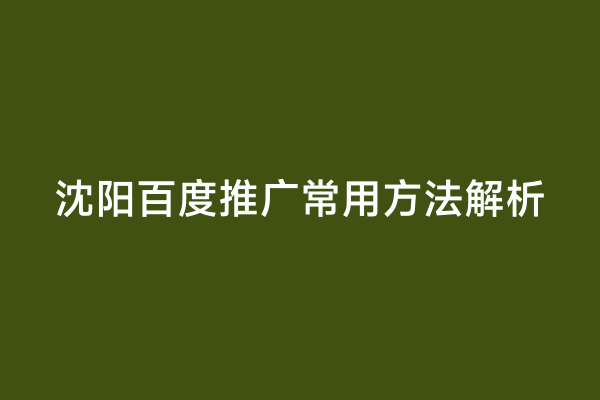 沈阳百度推广常用方法解析