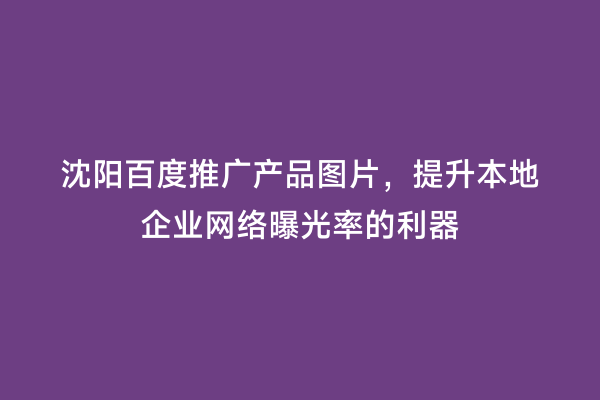 沈阳百度推广产品图片，提升本地企业网络曝光率的利器