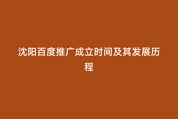 沈阳百度推广成立时间及其发展历程