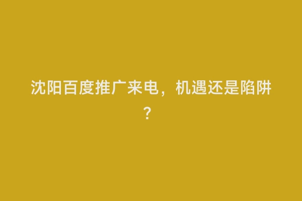 沈阳百度推广来电，机遇还是陷阱？