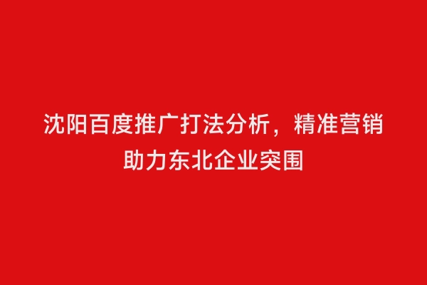沈阳百度推广打法分析，精准营销助力东北企业突围