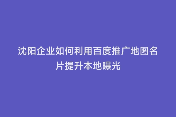 沈阳企业如何利用百度推广地图名片提升本地曝光