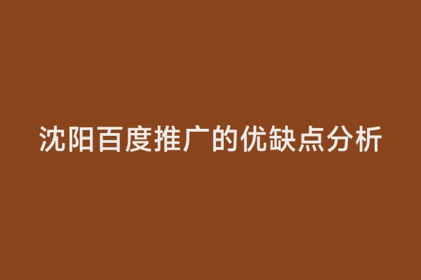 沈阳百度推广的优缺点分析