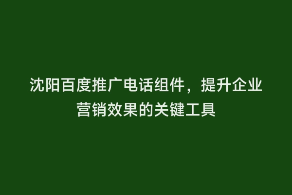 沈阳百度推广电话组件，提升企业营销效果的关键工具