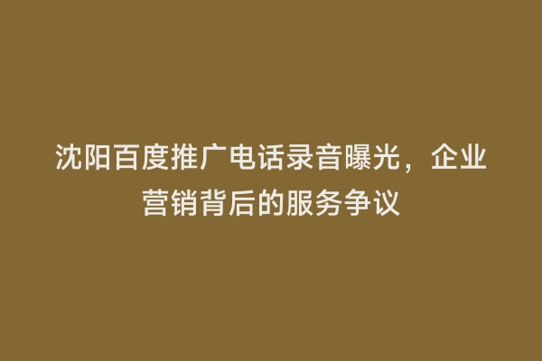 沈阳百度推广电话录音曝光，企业营销背后的服务争议