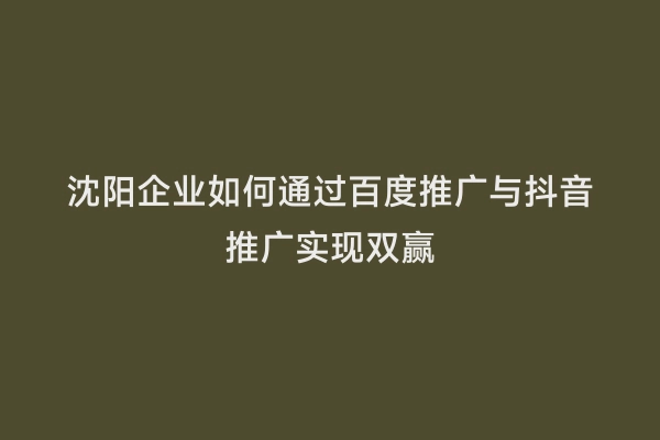 沈阳企业如何通过百度推广与抖音推广实现双赢