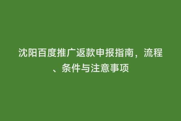 沈阳百度推广返款申报指南，流程、条件与注意事项