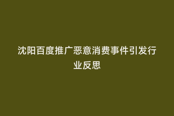 沈阳百度推广恶意消费事件引发行业反思