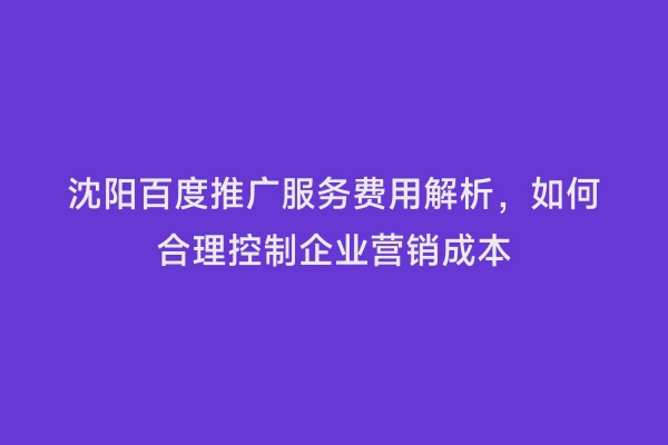沈阳百度推广服务费用解析，如何合理控制企业营销成本