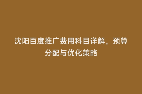 沈阳百度推广费用科目详解，预算分配与优化策略