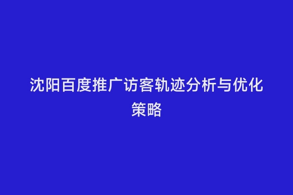 沈阳百度推广访客轨迹分析与优化策略