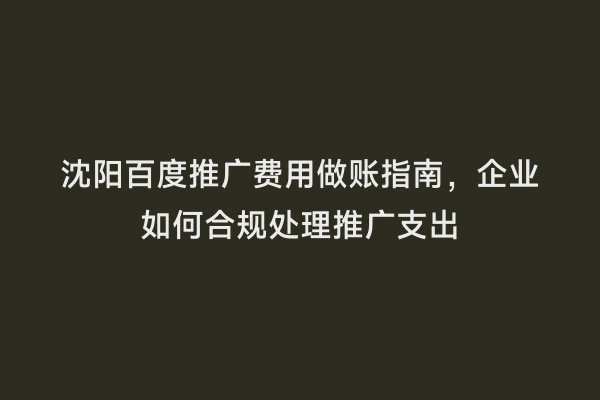 沈阳百度推广费用做账指南，企业如何合规处理推广支出