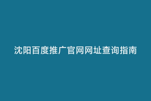 沈阳百度推广官网网址查询指南