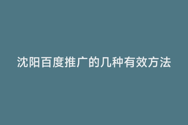 沈阳百度推广的几种有效方法