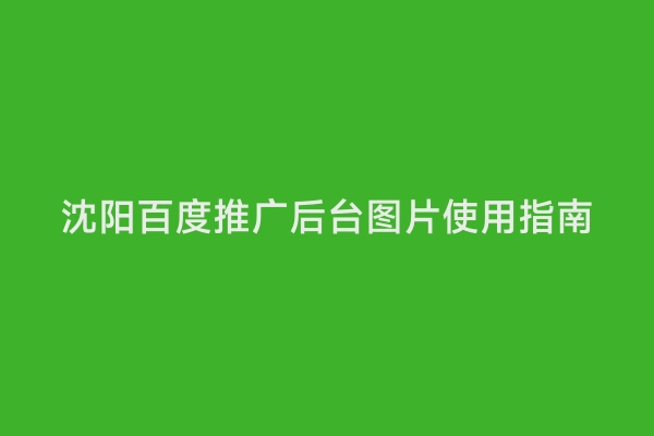 沈阳百度推广后台图片使用指南