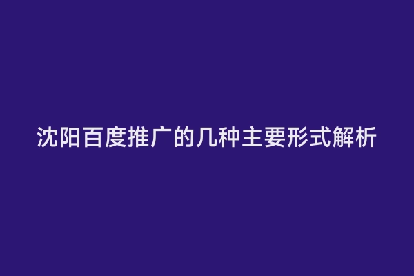 沈阳百度推广的几种主要形式解析