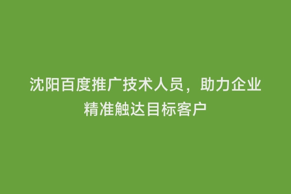 沈阳百度推广技术人员，助力企业精准触达目标客户