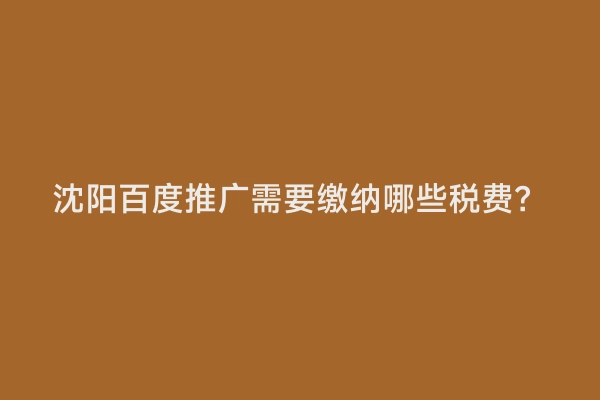 沈阳百度推广需要缴纳哪些税费？