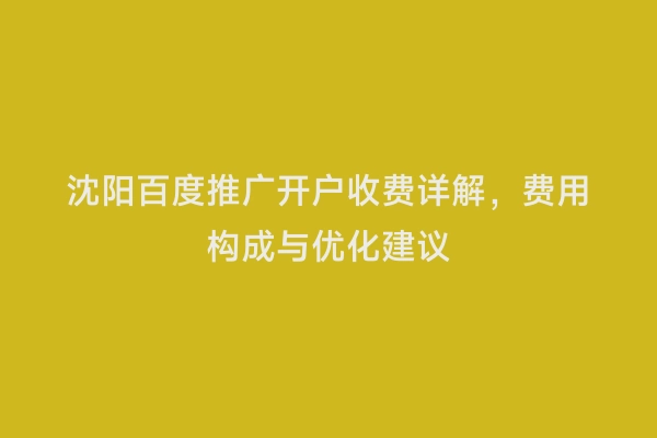 沈阳百度推广开户收费详解，费用构成与优化建议