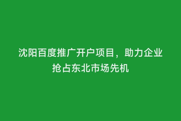 沈阳百度推广开户项目，助力企业抢占东北市场先机