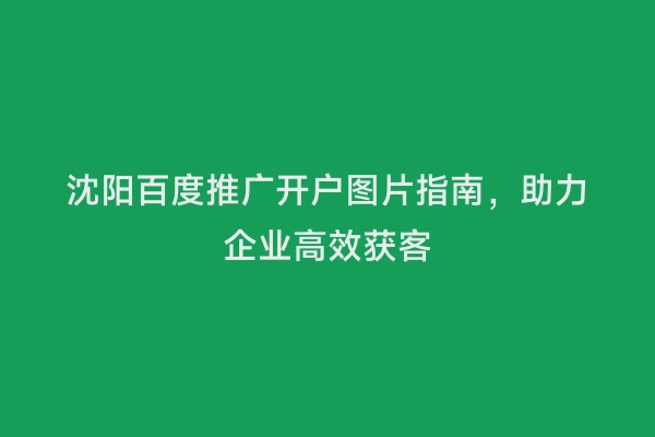 沈阳百度推广开户图片指南，助力企业高效获客